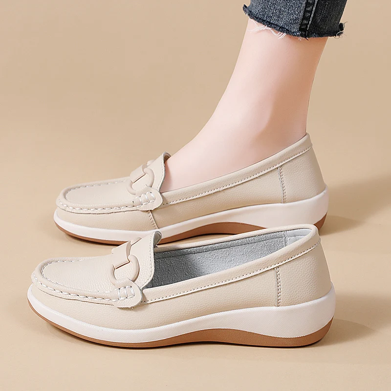 Casual Novelty Cow Leather Slip-On Round Toe Flat Shoes - Image 21