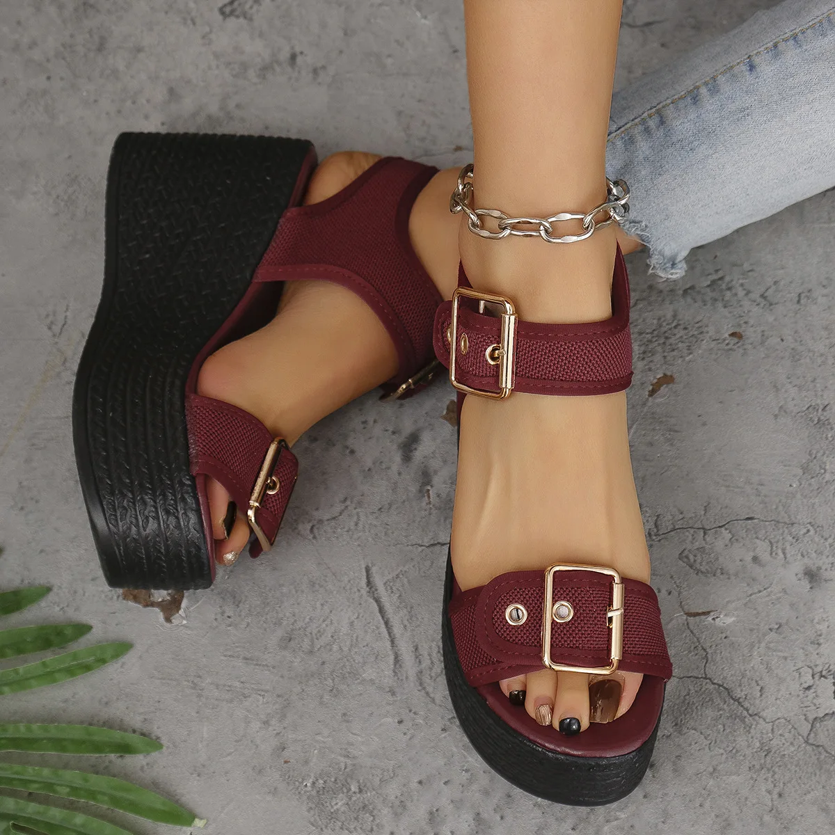 Casual Rear Strap Platform Wedge Open Toe Super High Heel Sandals - Image 4