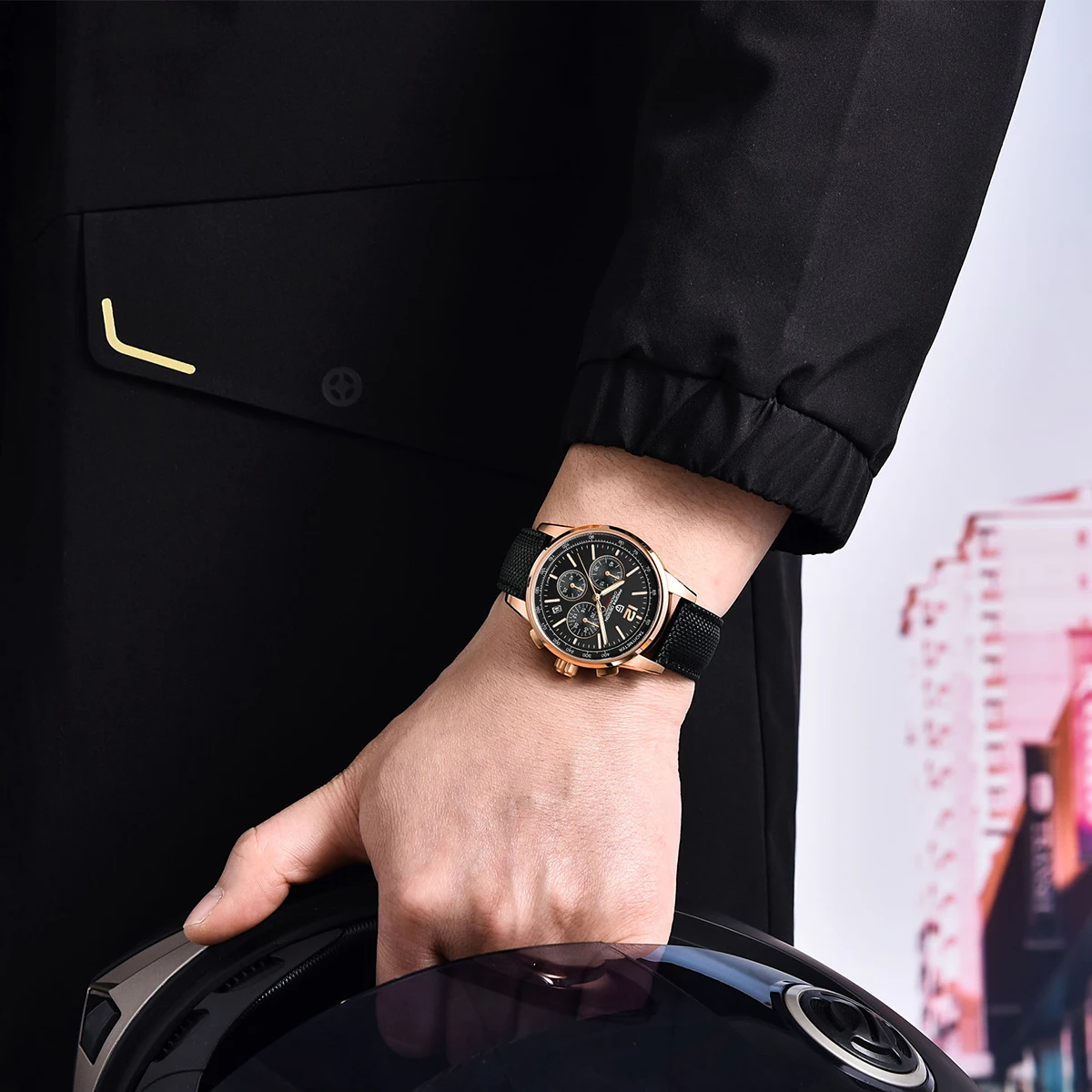 Casual Round Shape VK63 100M Waterproof Sapphire Glass Stainless Steel Quartz Watch - Image 2