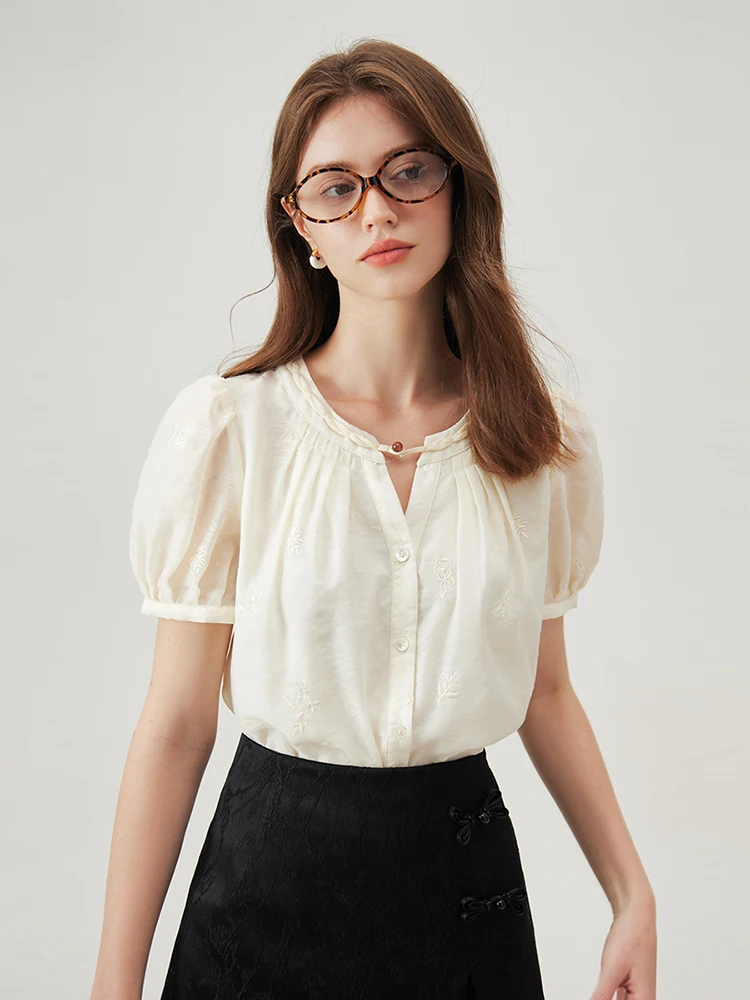 Casual Short Sleeve O-Neck Lightweight Loose Shirt Top