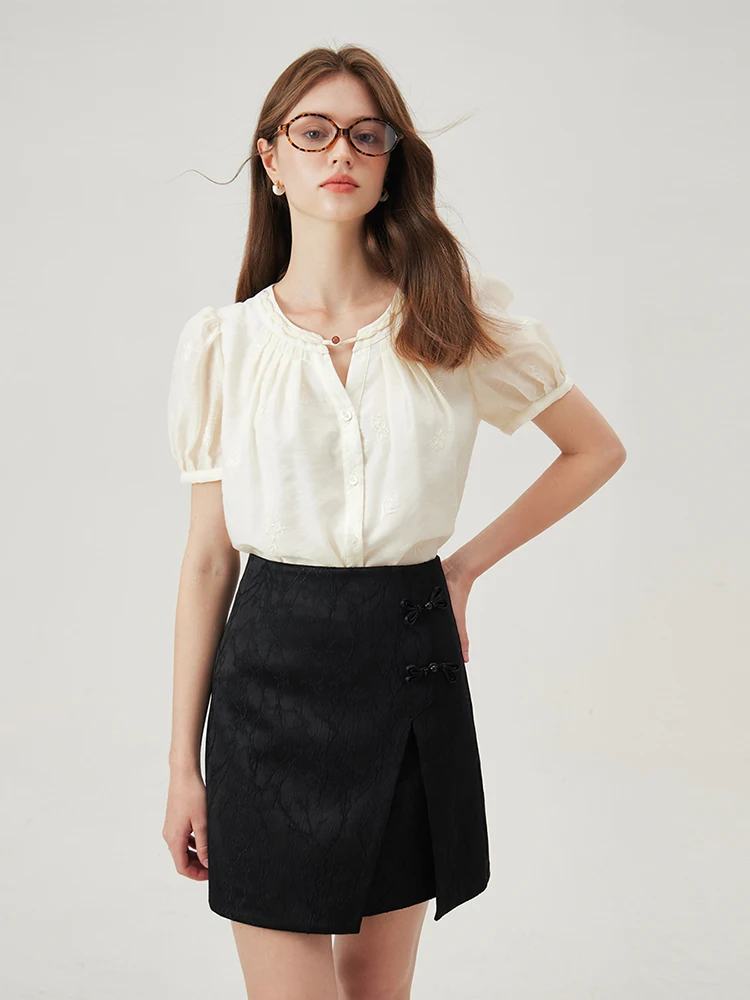 Casual Short Sleeve O-Neck Lightweight Loose Shirt Top - Image 2