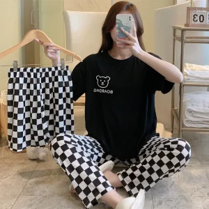 Casual Short-Sleeved Trousers Cartoon Leisure Three-Piece