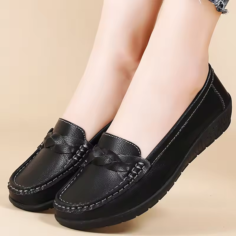 Casual Soft Leather Flats Slip On Loafer Split Leather Shoes - Image 5