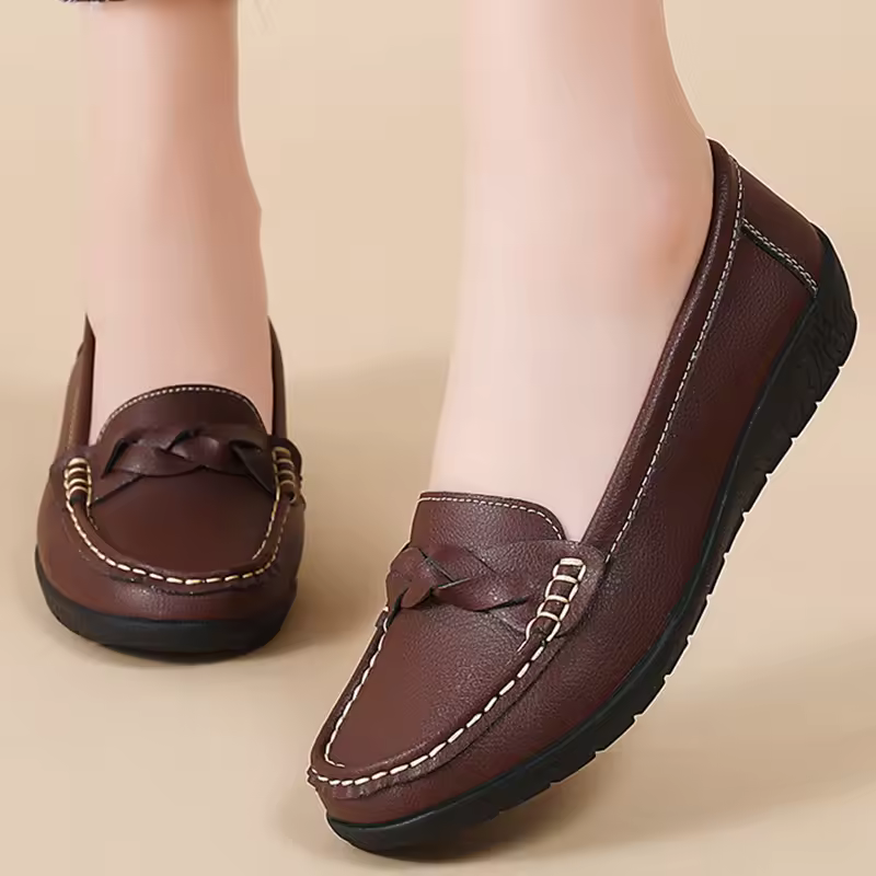 Casual Soft Leather Flats Slip On Loafer Split Leather Shoes