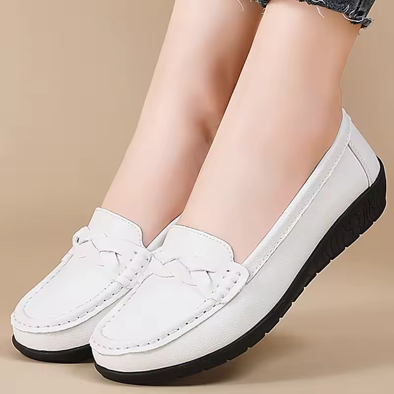 Casual Soft Leather Flats Slip On Loafer Split Leather Shoes - Image 7