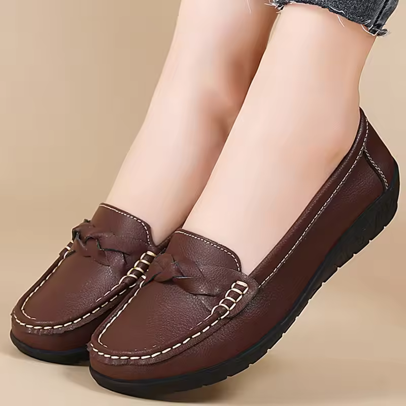 Casual Soft Leather Flats Slip On Loafer Split Leather Shoes - Image 3