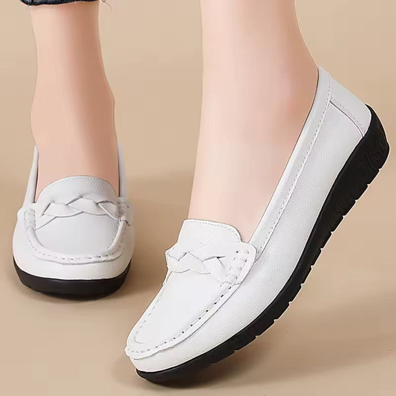 Casual Soft Leather Flats Slip On Loafer Split Leather Shoes - Image 6