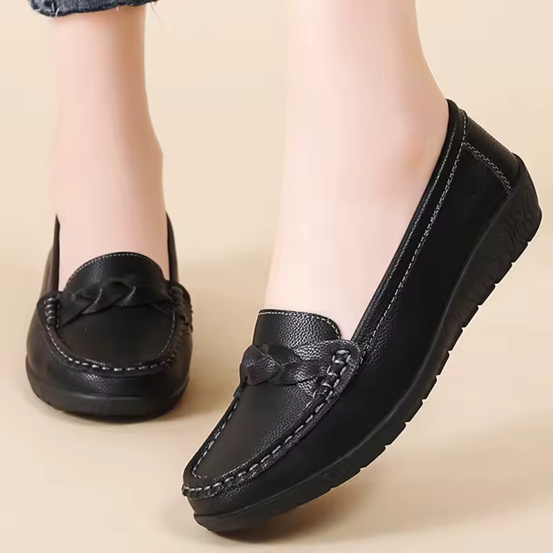 Casual Soft Leather Flats Slip On Loafer Split Leather Shoes - Image 4