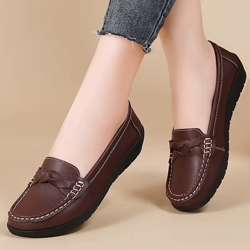 Casual Soft Leather Flats Slip On Loafer Split Leather Shoes - Image 2