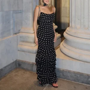 Casual Square Neck Sleeveless High Waist Temperament Long Dress