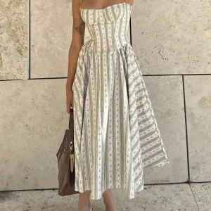 Casual Strapless Sleeveless High Waist Temperament Dress