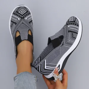 Casual Striped Breathable Shallow Cotton Mesh Slip-On Flat Shoes