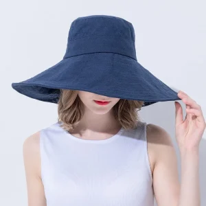 Casual Sunscreen Free To Fold Big Brim Fisherman Cover Face Oversized Hair Sun Hat