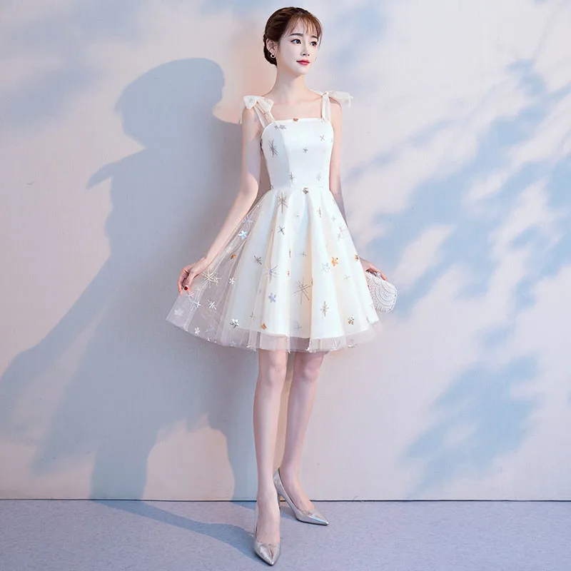 Casual Sweetheart Sleeveless A-LINE Spaghetti Strap Graduation Mini Dress - Image 2