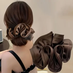 Casual Tie Ribbon Scrunchies Satin Elastic Temperament Ponytail Hair Band Bow