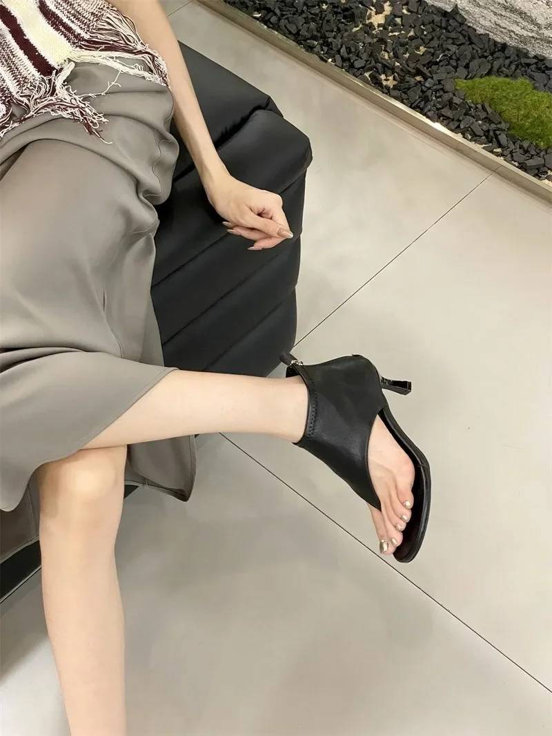Casual Versatile Comfortable Clip Open Toe Cover Heel High-Heeled - Image 5