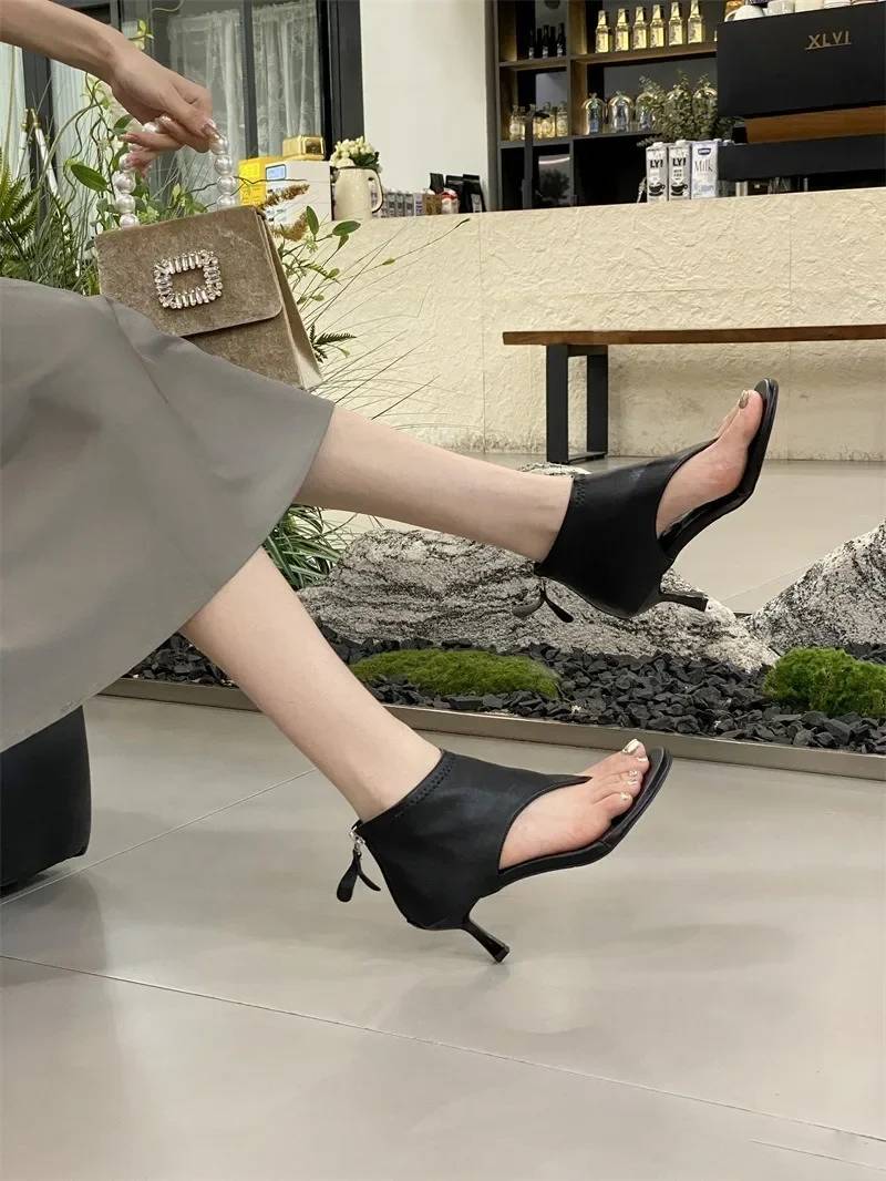 Casual Versatile Comfortable Clip Open Toe Cover Heel High-Heeled - Image 4