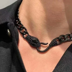 Causal Hip Hop Rock Cuban Chain Medusa Trendy Snake Bite Tail Creative Party Necklace