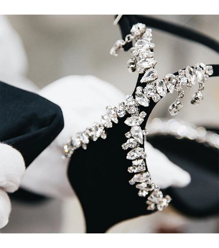 Celebrity Style Slotted Buckle Rhinestone Open Toe Stiletto High Heels - Image 5