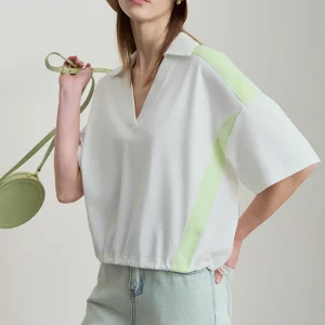 V-Neck Pullover Loose Short Shoulder Sleeve Minimalist Cotton T-Shirts