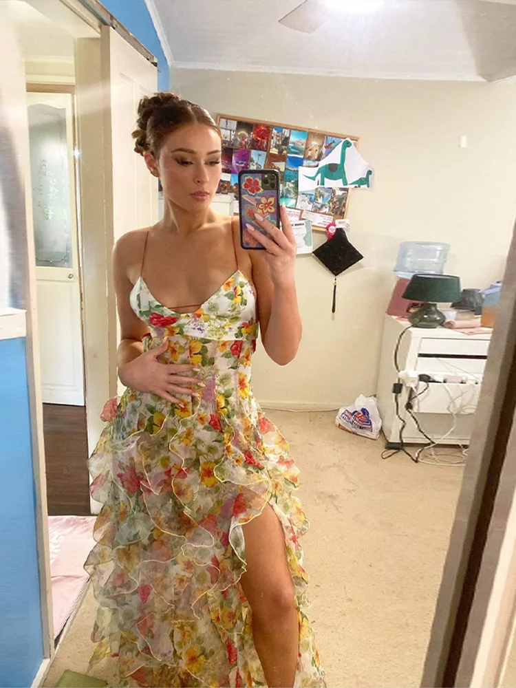 Chiffon Strapless Sleeveless Backless Side Split Party Evening Dresses - Image 6