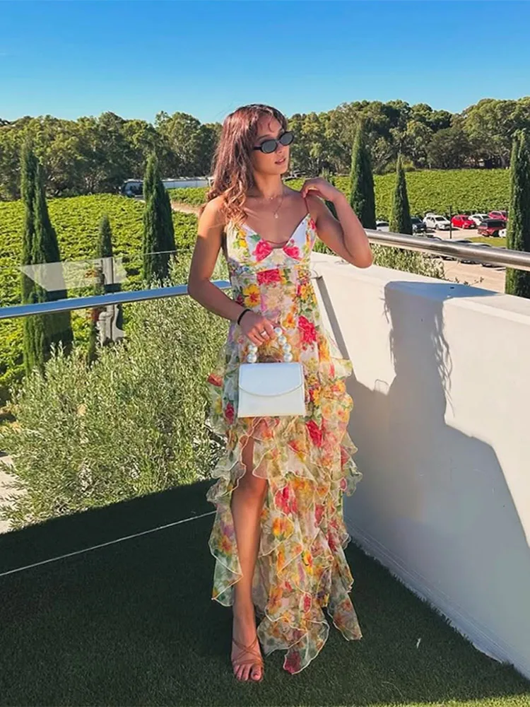 Chiffon Strapless Sleeveless Backless Side Split Party Evening Dresses - Image 5