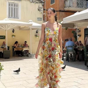 Chiffon Strapless Sleeveless Backless Side Split Party Evening Dresses