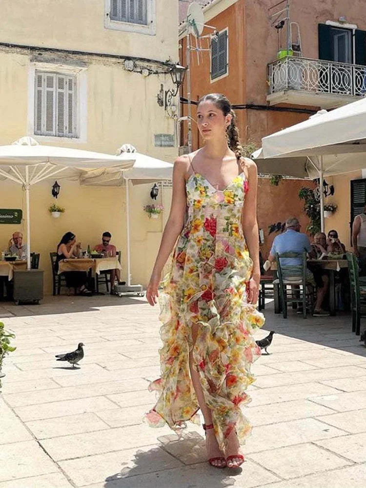 Chiffon Strapless Sleeveless Backless Side Split Party Evening Dresses