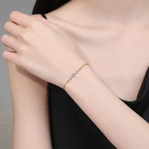 Classic 925 Sterling Silver Lab Diamond Plated Moissanite Charm Bracelets