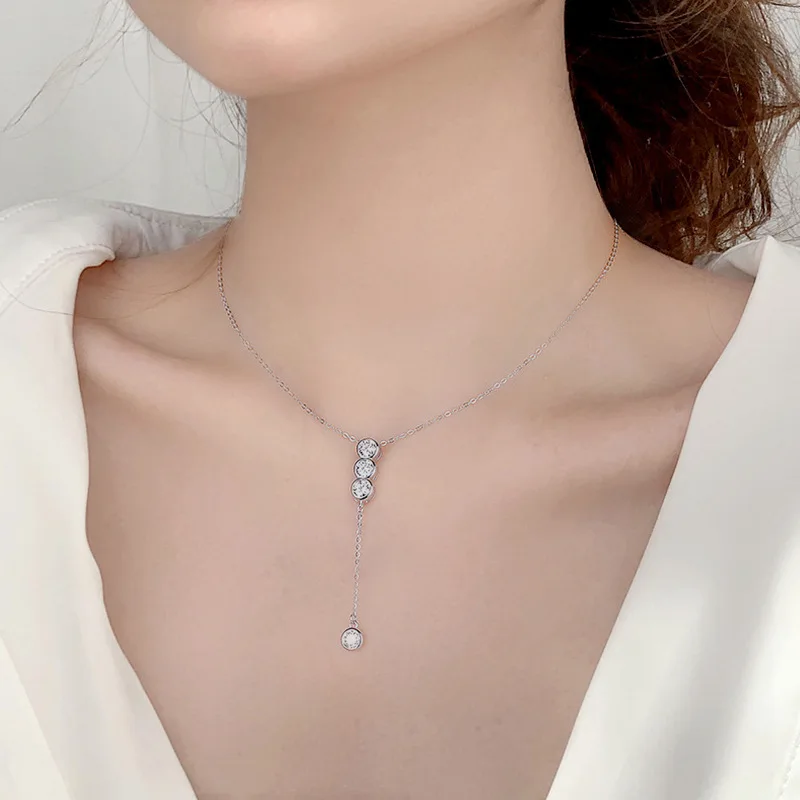 Classic Bubble Clavicular Chain 925 Sterling Silver Party Full Moissanite Necklace - Image 3