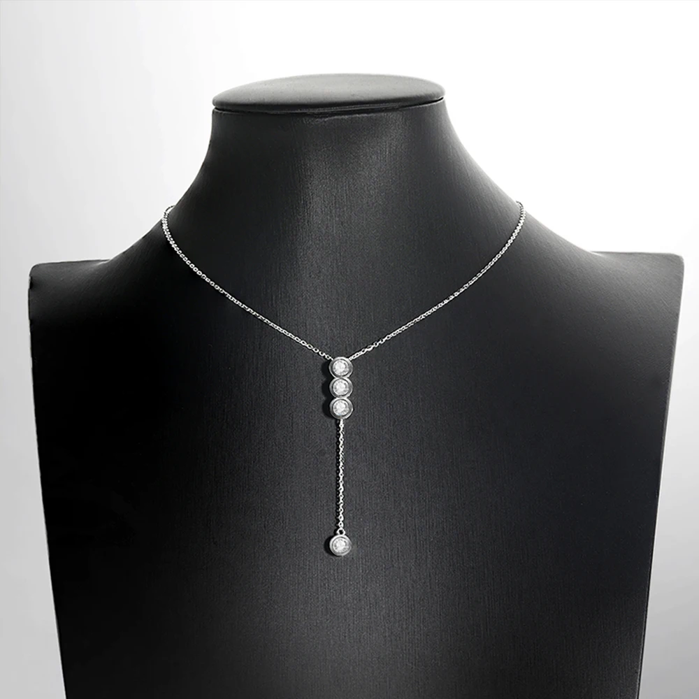 Classic Bubble Clavicular Chain 925 Sterling Silver Party Full Moissanite Necklace - Image 4