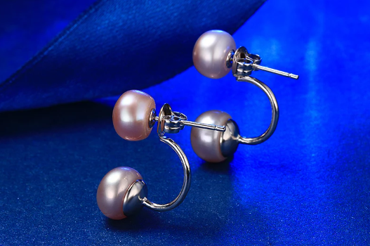 Classic Freshwater Pearl Tibetan 925 Sterling Silver Semi-Round Stud Earrings - Image 3