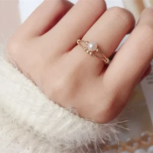 Classic Metal Handmade Natural Pearl Birthday Gift Customized Rings