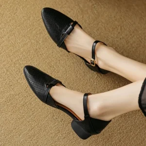 Classic Patchwork Hollow-Out Pointed Toe Ankle Strap Flats Sandals