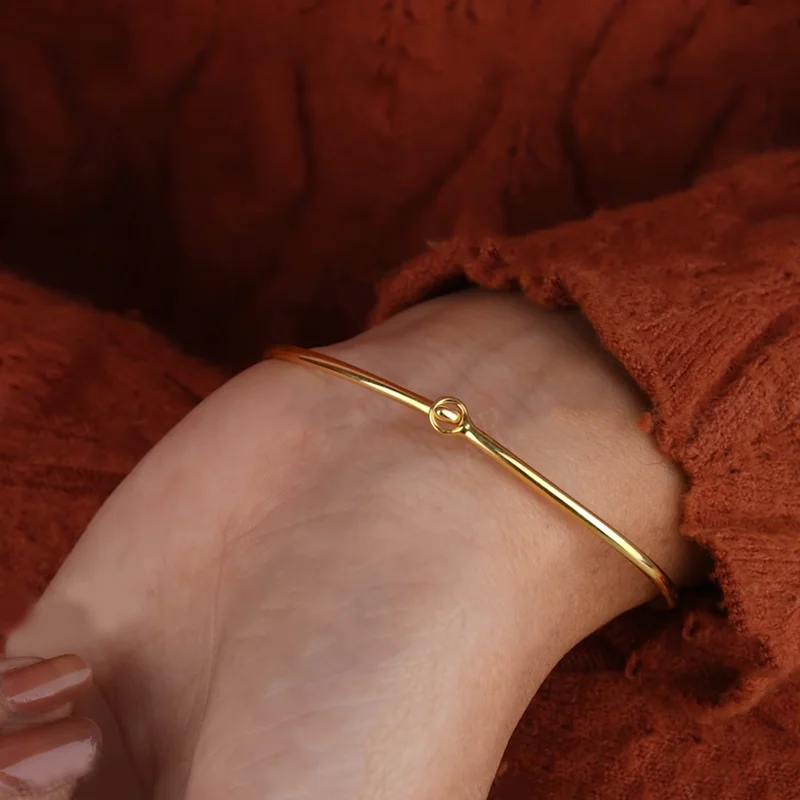 Classic Round Sterling Silver 925 Charms Fine Moissanite Bangle Bracelet - Image 4