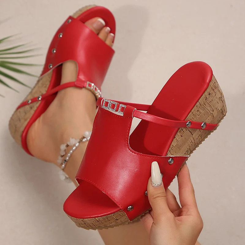 Comfort Thick Bottom Beach Style Retro Chunky Platform Wedge Heel Sandals - Image 5