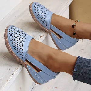 Comfortable Retro Button Comfy Flat Round Toe Sandals