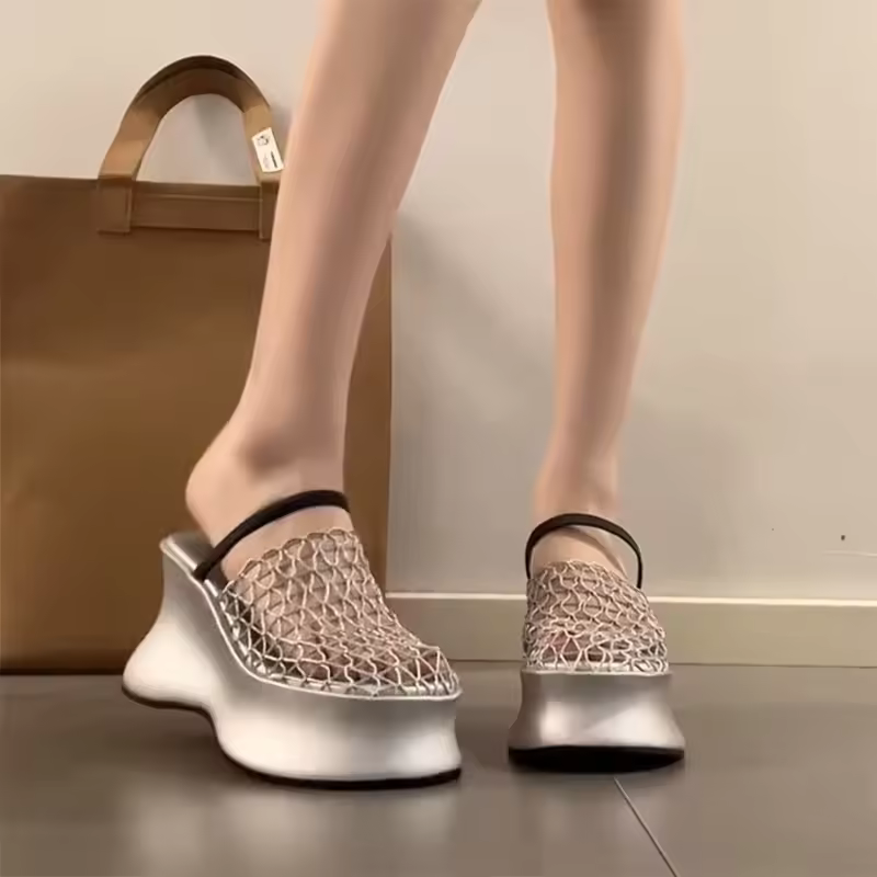 Concise Hollow Out Platform Wedges Heel Sandal Outdoor