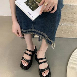 Crystal Decoration Street Style Platform High Heel Sandals