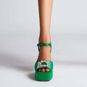 Diamond Thick Sole Waterproof Platform Open Toe Fish Mouth High Heel Sandals