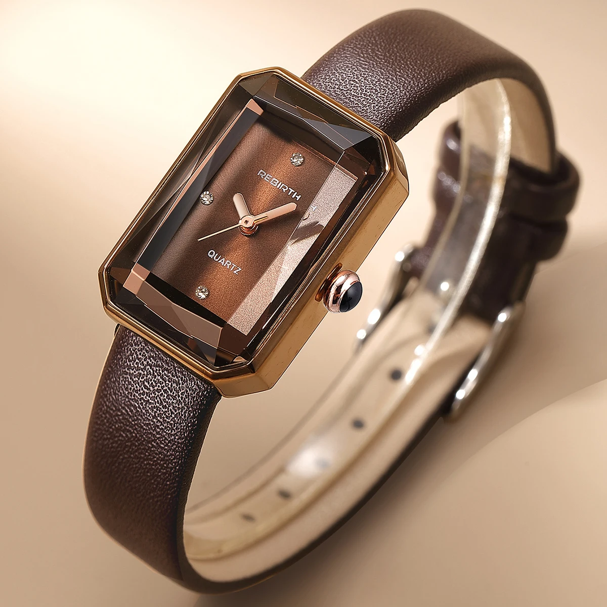 Elegant Alloy Leather Water-Resistance Numberless Versatile Quartz Watch