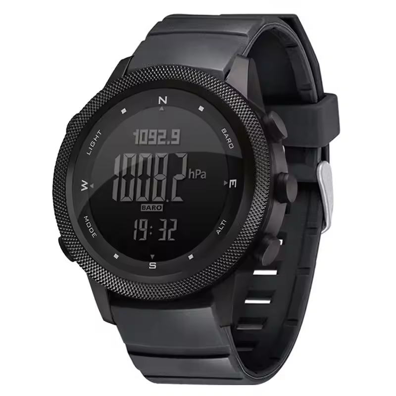 Casual Round Altimeter Barometer Compass Outdoor Sports Running Digital Watch
