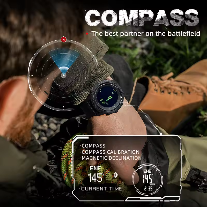 Casual Round Altimeter Barometer Compass Outdoor Sports Running Digital Watch - Image 3