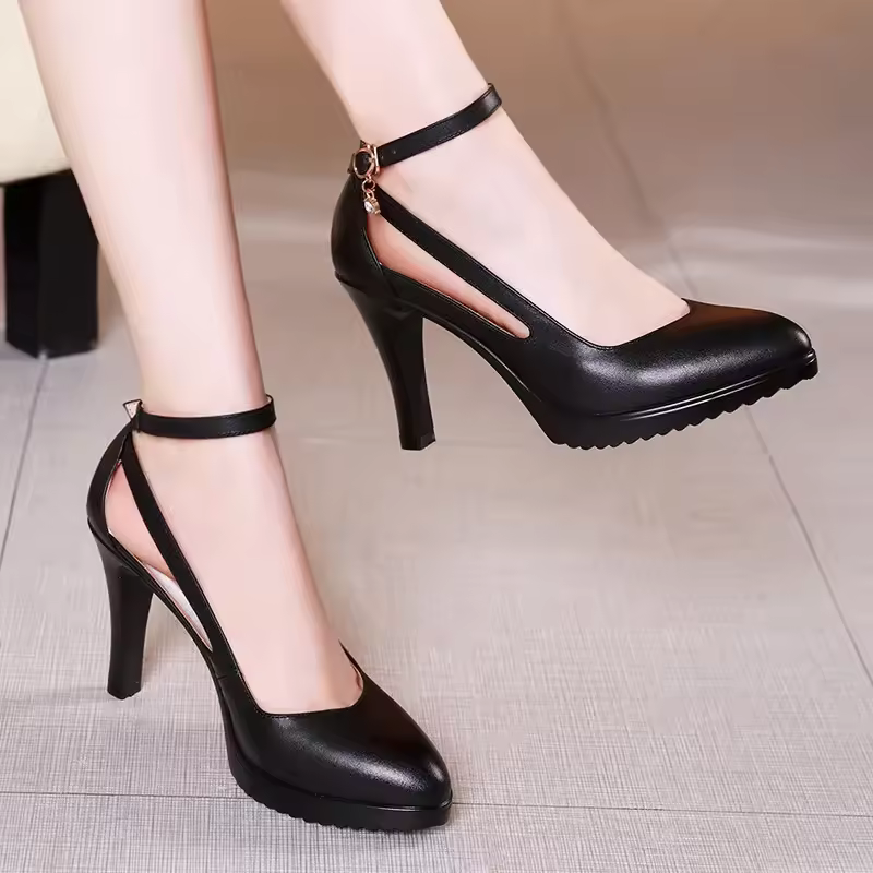 Elegant Ankle Buckle Shallow High Heels Platform Wedding Shoes - Image 7