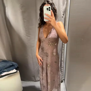 Elegant Beaded Sequin Backless Sleeveless Evening Gown