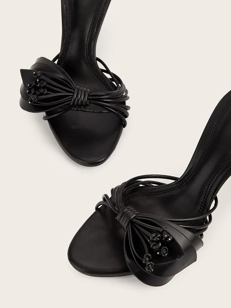 Elegant Bowknot Narrow Band Mules Slides High Heels Sandals - Image 12