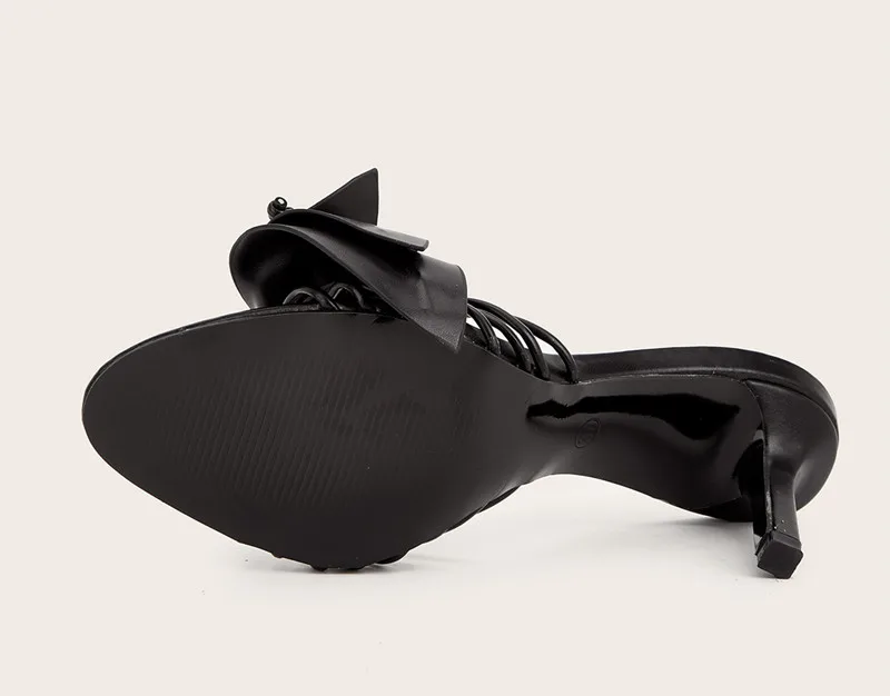 Elegant Bowknot Narrow Band Mules Slides High Heels Sandals - Image 10