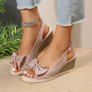 Elegant Buckle Peep Toe Comfort Lightweight High Heels Wedges Sandals
