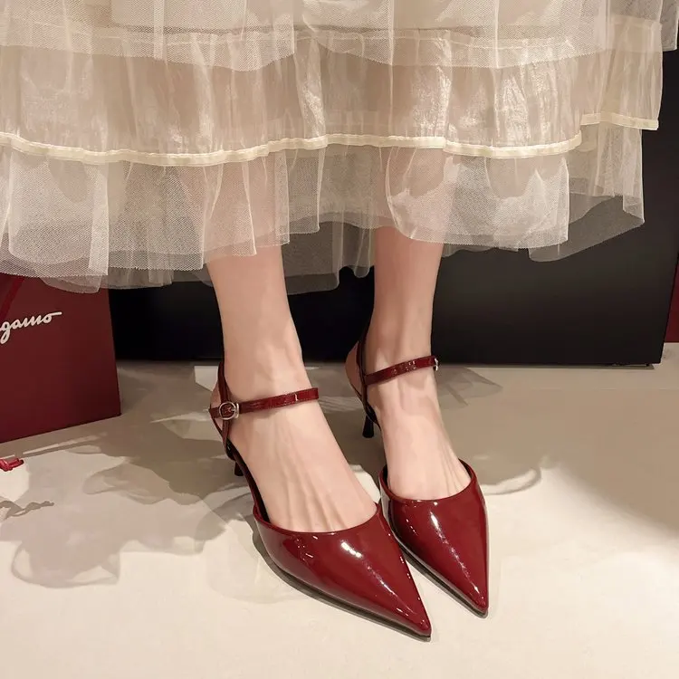 Elegant Buckle Strap Mules Pointed Toe Wedding Party High Heels Pumps - Image 2