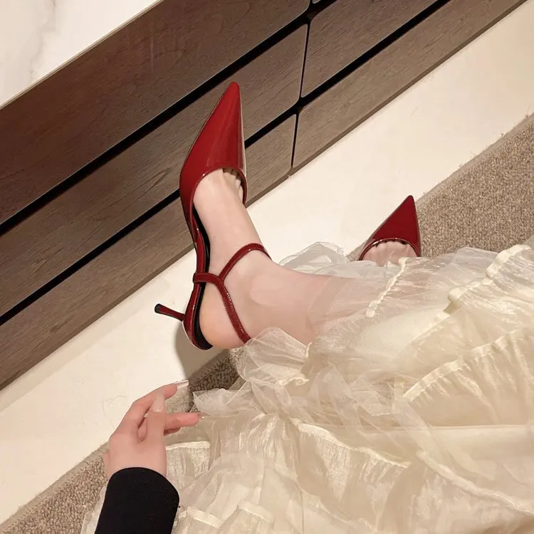 Elegant Buckle Strap Mules Pointed Toe Wedding Party High Heels Pumps - Image 4